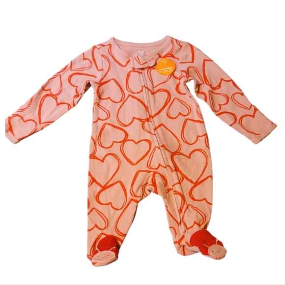 Carter's 2-Way Full Zippered Newborn Heart Pattern Footed Daywear Sleepw… - Picture 10 of 10
